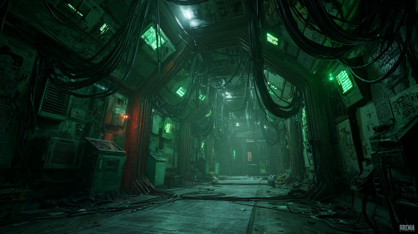 Abandoned Borg cube interior with damaged technology
