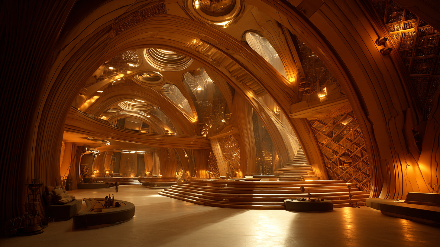 Cardassian space station interior with organic architecture